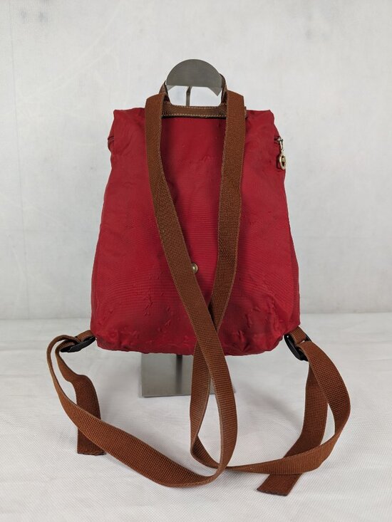 Authentic Longchamp Le Pliage Nylon Leather Backpack Red - Used - Good Condition main image 4